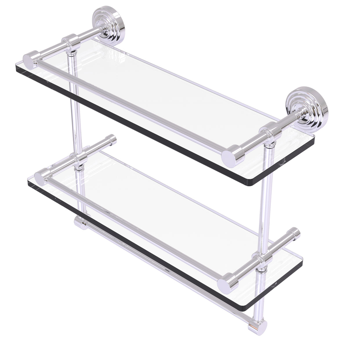 Allied Brass WP-2TB/16-GAL-PC Waverly Place 16" Polished Chrome Double Glass Shelf