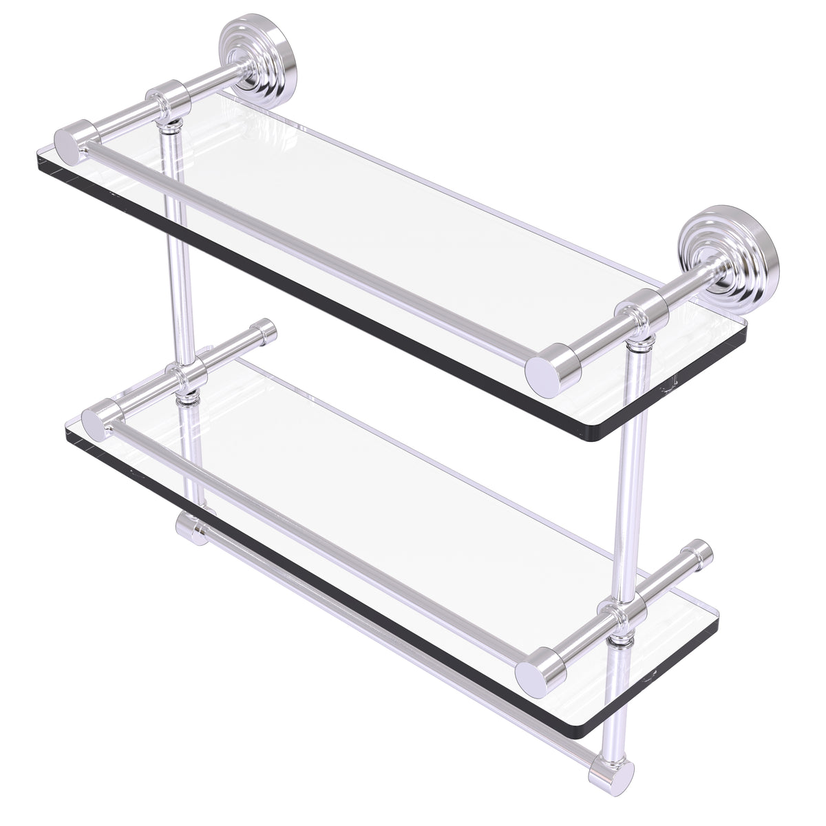 Allied Brass WP-2TB/16-GAL-SCH Waverly Place 16" Satin Chrome Double Glass Shelf