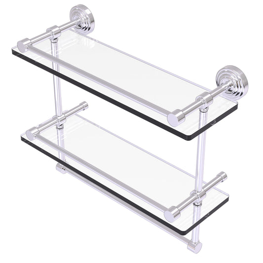 Allied Brass WP-2TB/16-GAL-SCH Waverly Place 16" Satin Chrome Double Glass Shelf