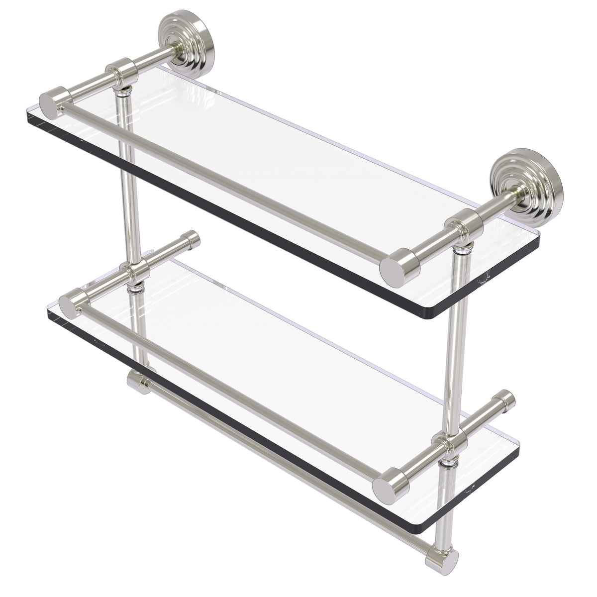 Allied Brass WP-2TB/16-GAL-SN Waverly Place 16" Satin Nickel Double Glass Shelf