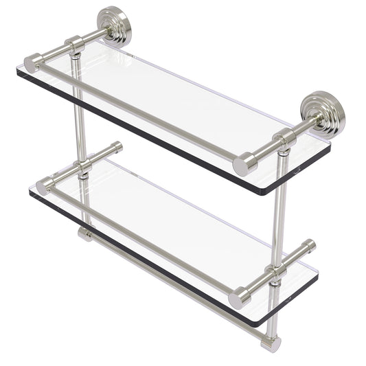 Allied Brass WP-2TB/16-GAL-SN Waverly Place 16" Satin Nickel Double Glass Shelf