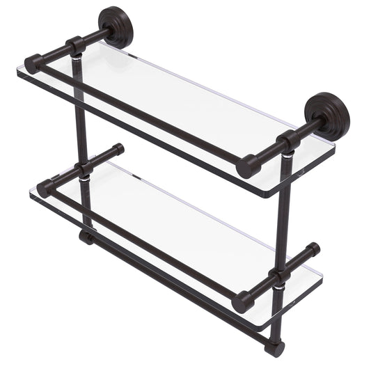Allied Brass WP-2TB/16-GAL-VB Waverly Place 16" Venetian Bronze Double Glass Shelf