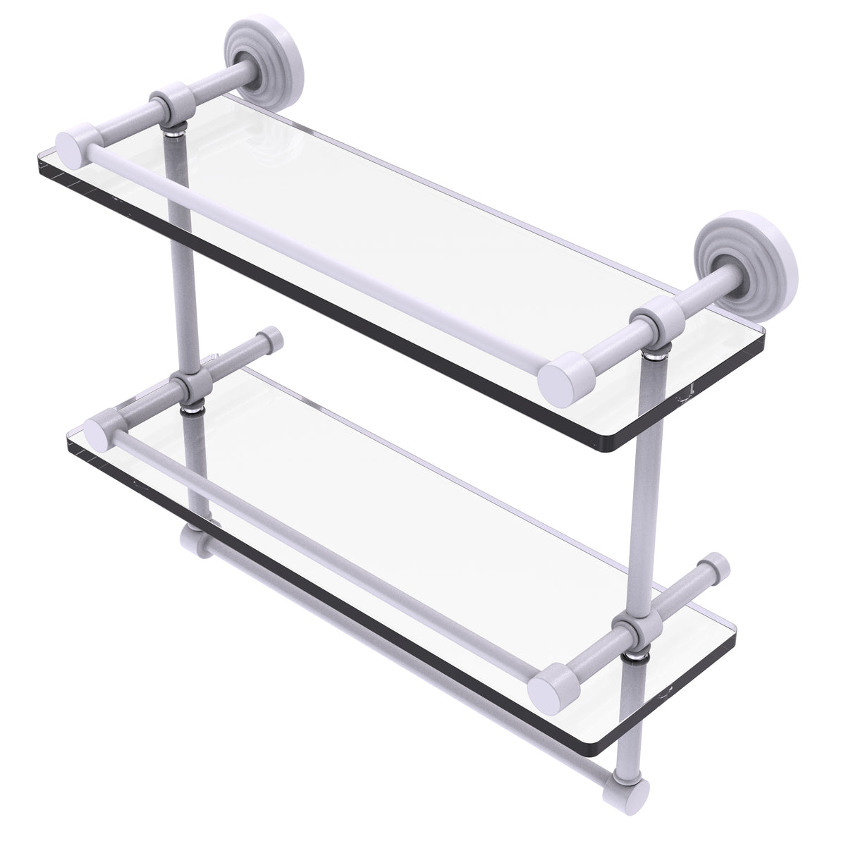 Allied Brass WP-2TB/16-GAL-WHM Waverly Place 16" Matte White Double Glass Shelf