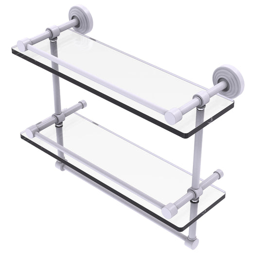 Allied Brass WP-2TB/16-GAL-WHM Waverly Place 16" Matte White Double Glass Shelf