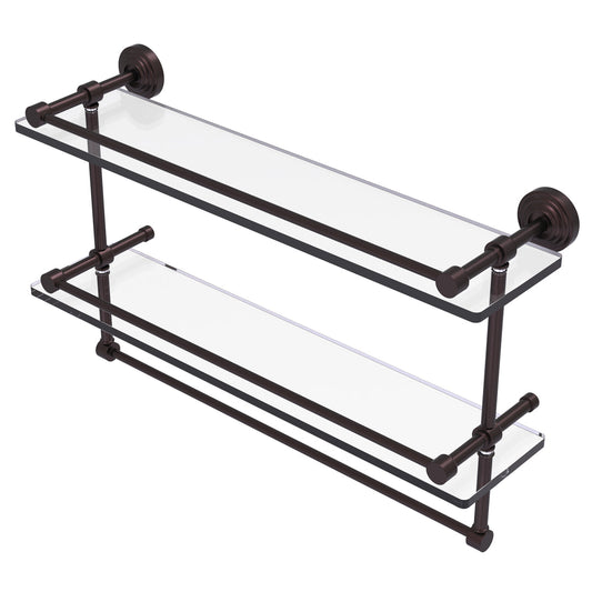 Allied Brass WP-2TB/22-GAL-ABZ Waverly Place 22" Antique Bronze Double Glass Shelf