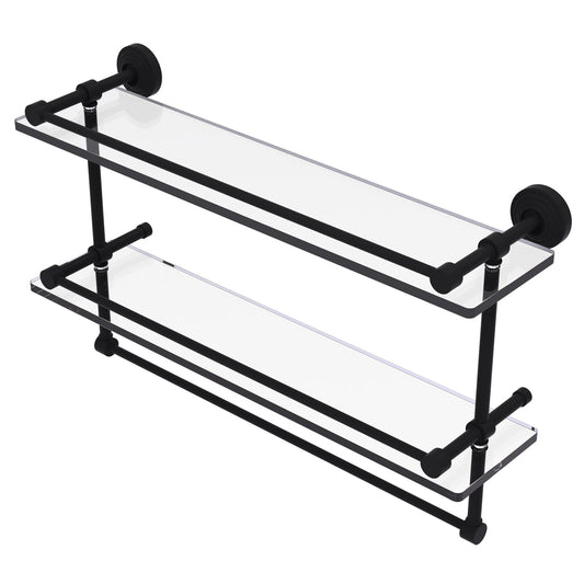 Allied Brass WP-2TB/22-GAL-BKM Waverly Place 22" Matte Black Double Glass Shelf