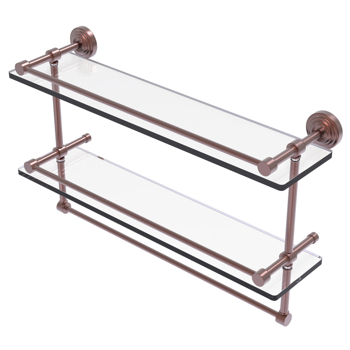 Allied Brass WP-2TB/22-GAL-CA Waverly Place 22" Antique Copper Double Glass Shelf