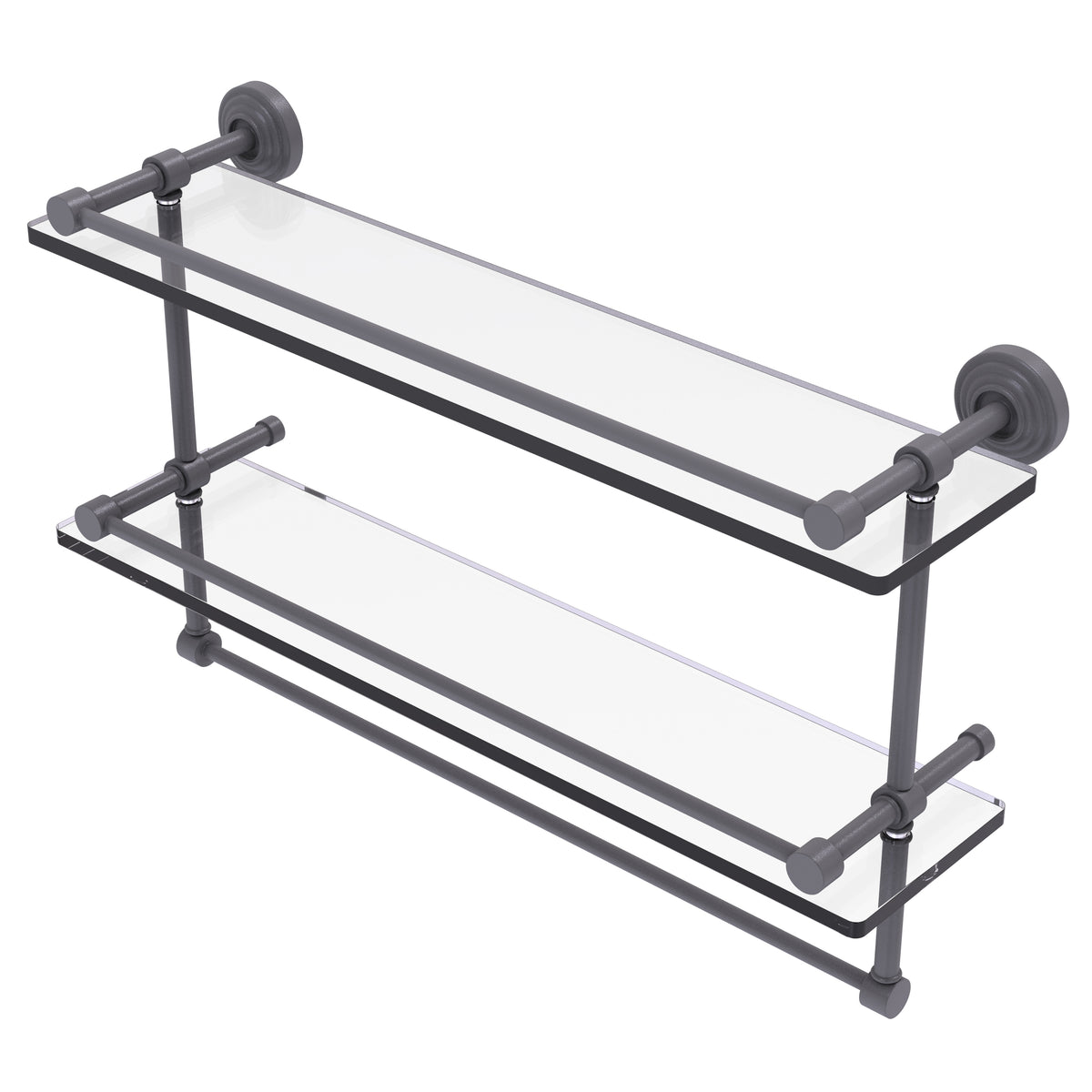 Allied Brass WP-2TB/22-GAL-GYM Waverly Place 22" Matte Gray Double Glass Shelf