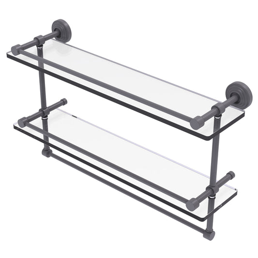 Allied Brass WP-2TB/22-GAL-GYM Waverly Place 22" Matte Gray Double Glass Shelf