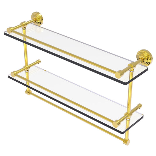 Allied Brass WP-2TB/22-GAL-PB Waverly Place 22" Polished Brass Double Glass Shelf