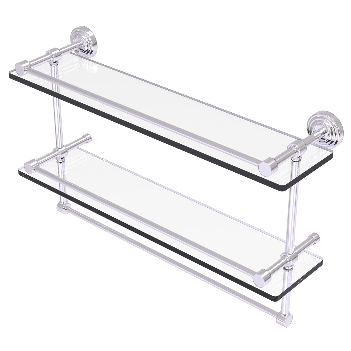 Allied Brass WP-2TB/22-GAL-SCH Waverly Place 22" Satin Chrome Double Glass Shelf