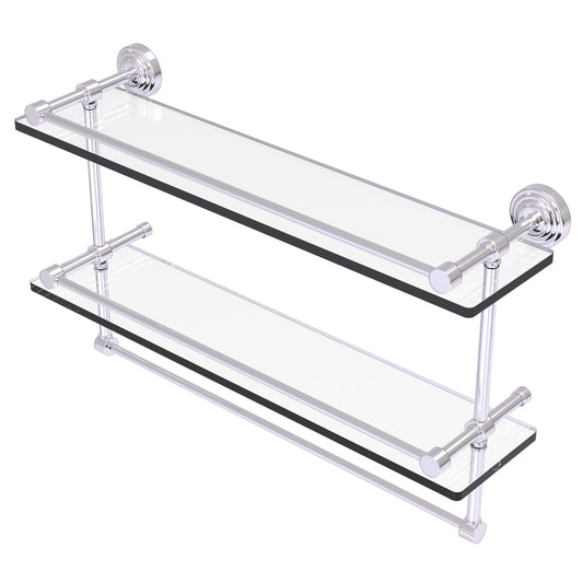 Allied Brass WP-2TB/22-GAL-SCH Waverly Place 22" Satin Chrome Double Glass Shelf