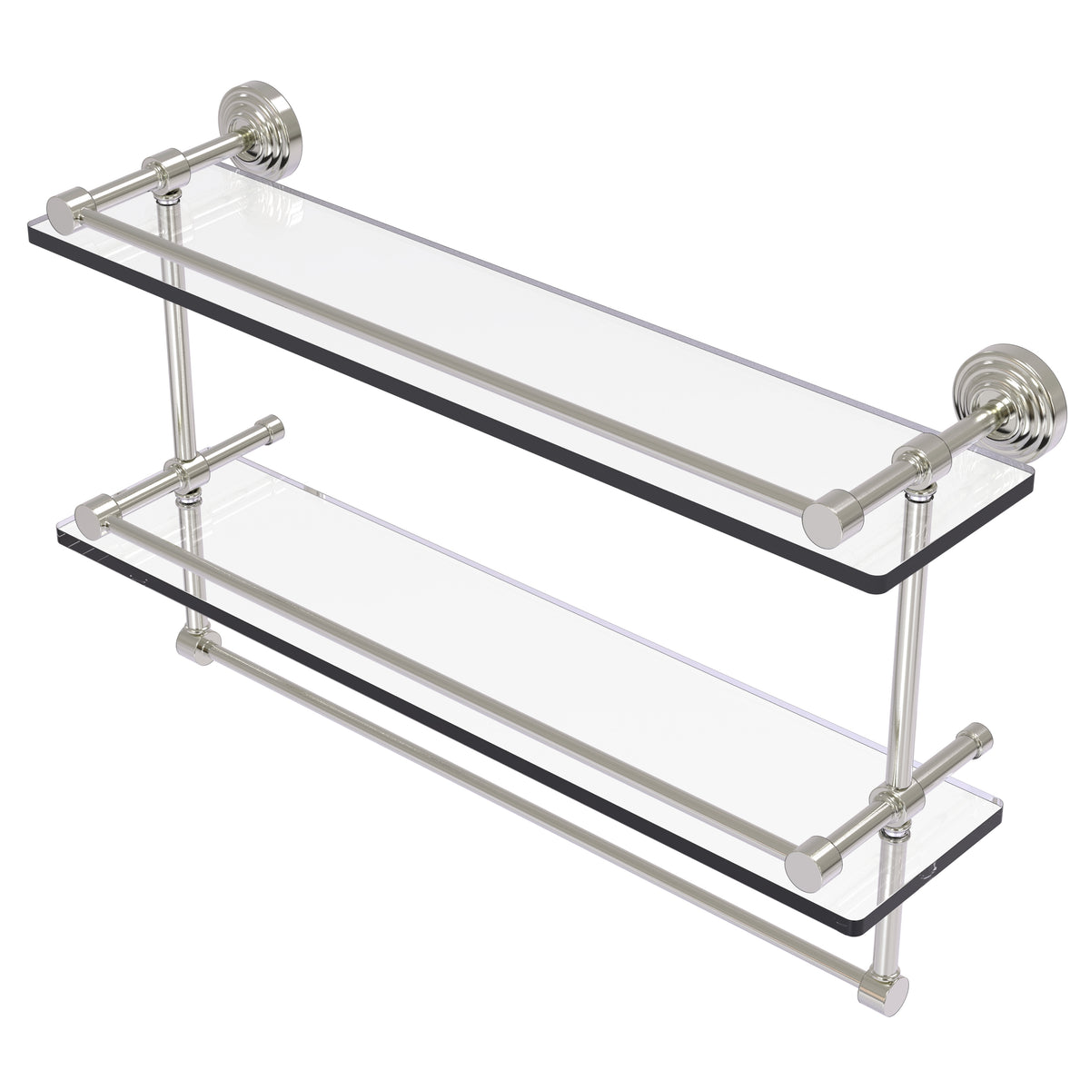 Allied Brass WP-2TB/22-GAL-SN Waverly Place 22" Satin Nickel Double Glass Shelf
