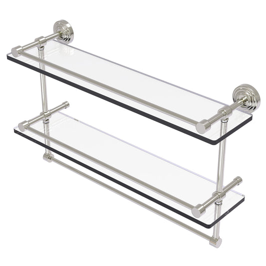 Allied Brass WP-2TB/22-GAL-SN Waverly Place 22" Satin Nickel Double Glass Shelf