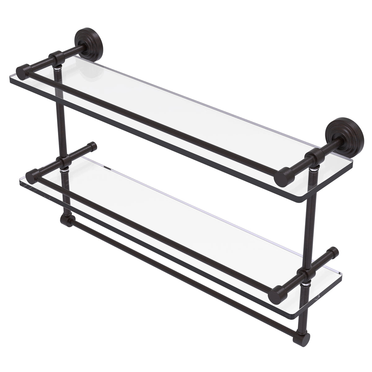 Allied Brass WP-2TB/22-GAL-VB Waverly Place 22" Venetian Bronze Double Glass Shelf
