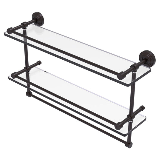 Allied Brass WP-2TB/22-GAL-VB Waverly Place 22" Venetian Bronze Double Glass Shelf