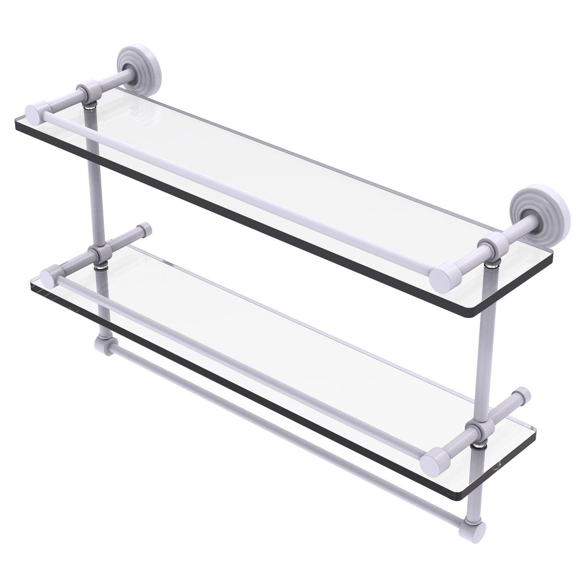 Allied Brass WP-2TB/22-GAL-WHM Waverly Place 22" Matte White Double Glass Shelf