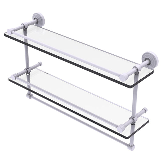 Allied Brass WP-2TB/22-GAL-WHM Waverly Place 22" Matte White Double Glass Shelf