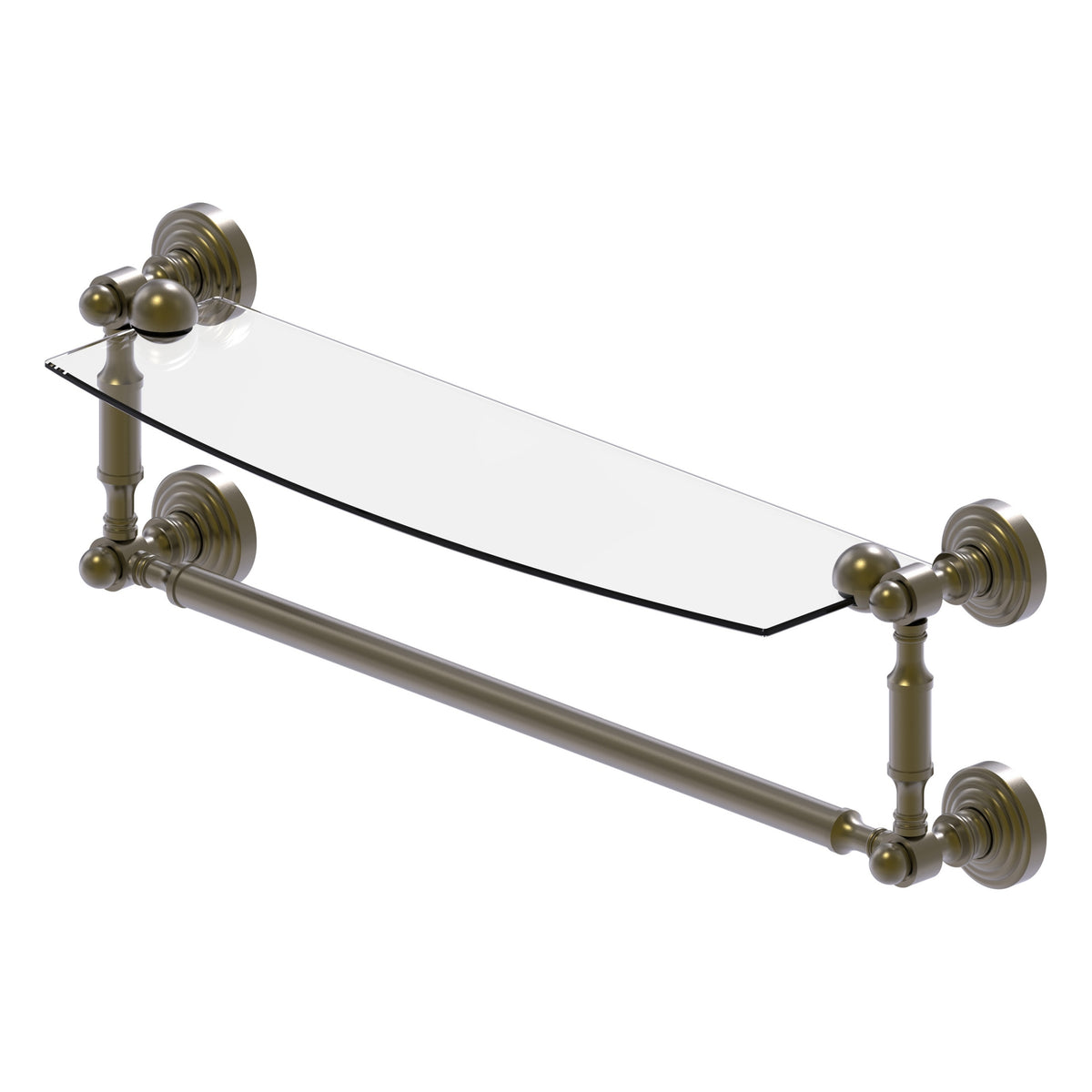 Allied Brass WP-33TB/18-ABR Waverly Place 18" Antique Brass Glass Shelf