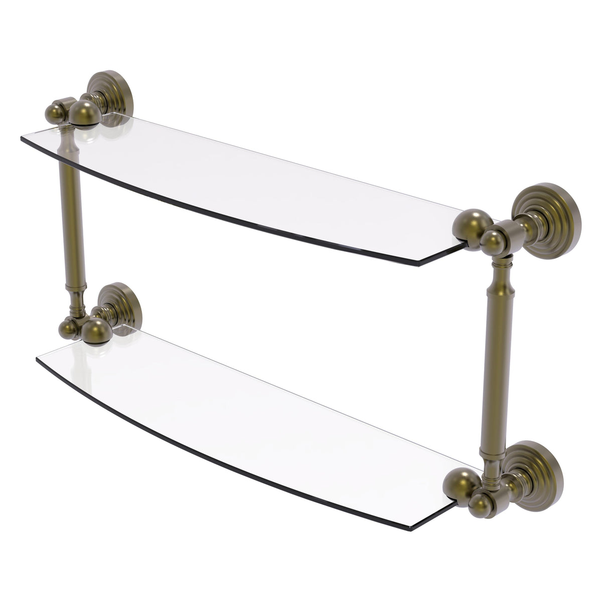 Allied Brass WP-34/18-ABR Waverly Place 18" 2-Tiered Antique Brass Glass Shelf