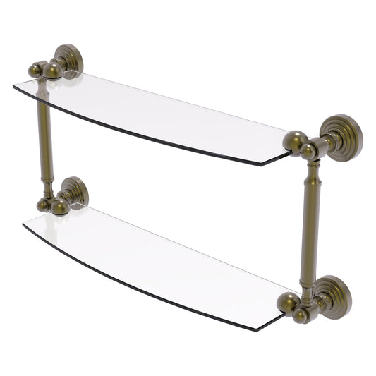 Allied Brass WP-34/18-ABR Waverly Place 18" 2-Tiered Antique Brass Glass Shelf