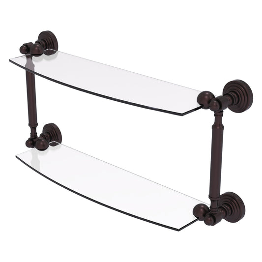 Allied Brass WP-34/18-ABZ Waverly Place 18" 2-Tiered Antique Bronze Glass Shelf