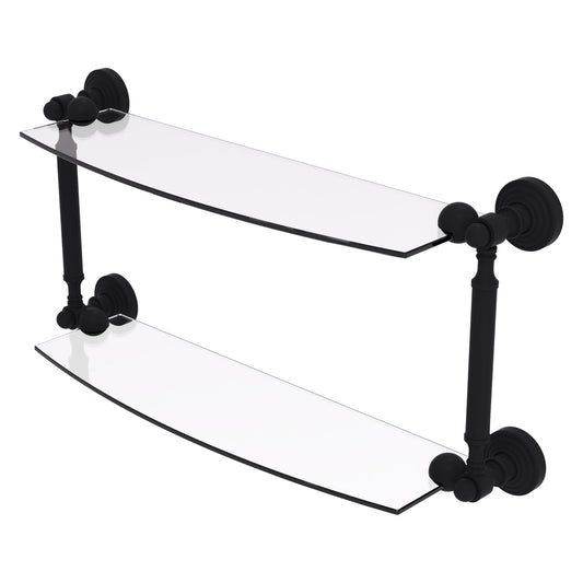 Allied Brass WP-34/18-BKM Waverly Place 18" 2-Tiered Matte Black Glass Shelf