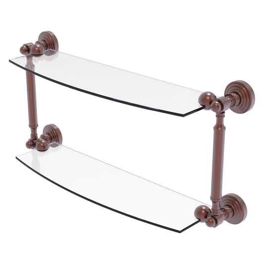 Allied Brass WP-34/18-CA Waverly Place 18" 2-Tiered Antique Copper Glass Shelf