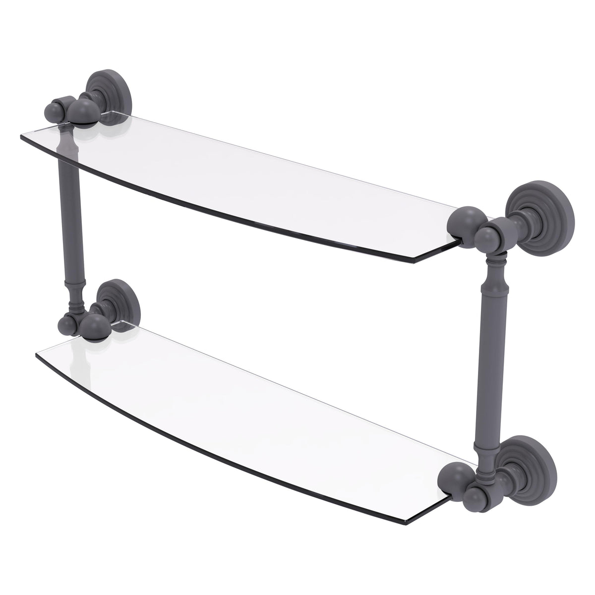 Allied Brass WP-34/18-GYM Waverly Place 18" 2-Tiered Matte Gray Glass Shelf