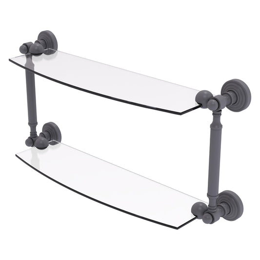 Allied Brass WP-34/18-GYM Waverly Place 18" 2-Tiered Matte Gray Glass Shelf