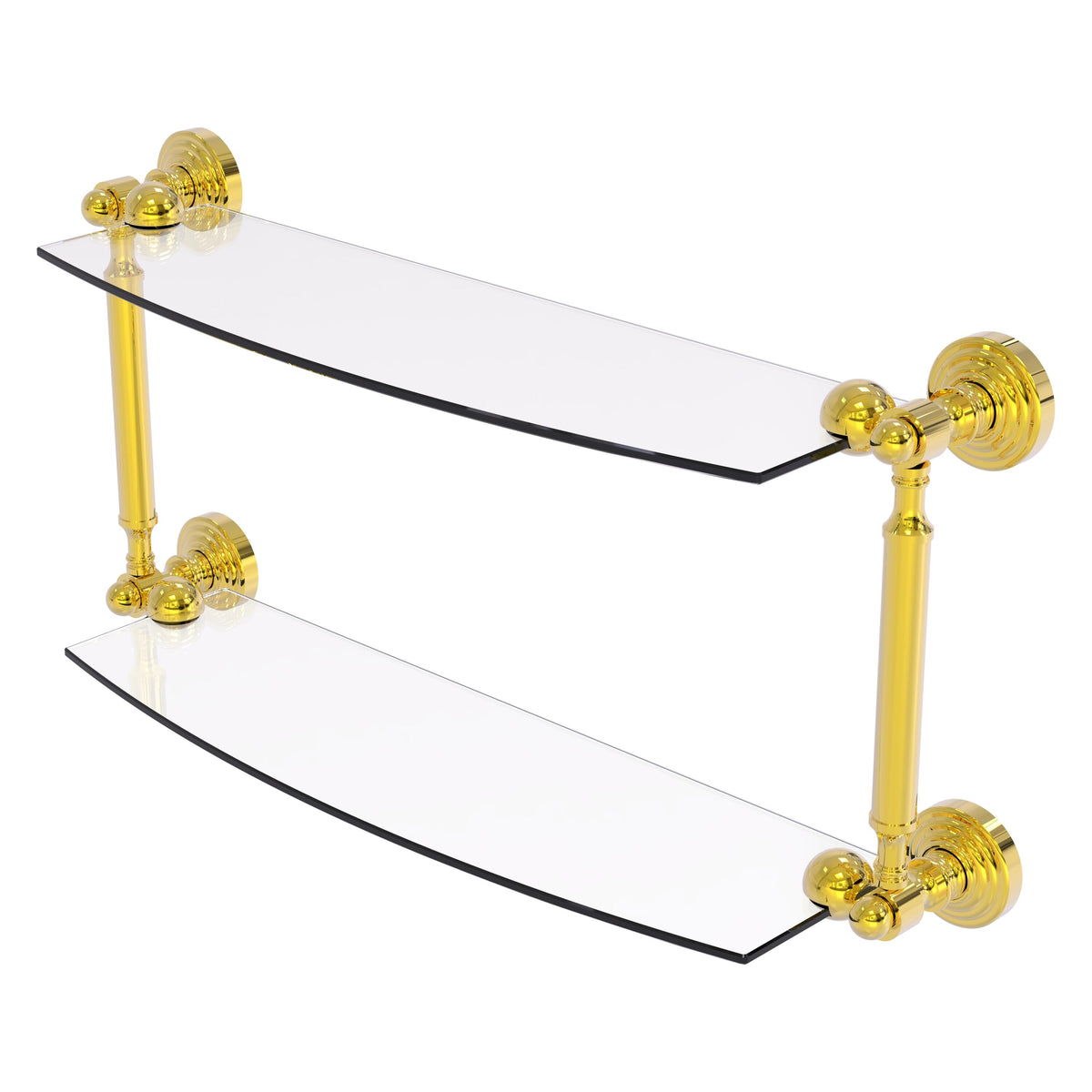 Allied Brass WP-34/18-PB Waverly Place 18" 2-Tiered Polished Brass Glass Shelf