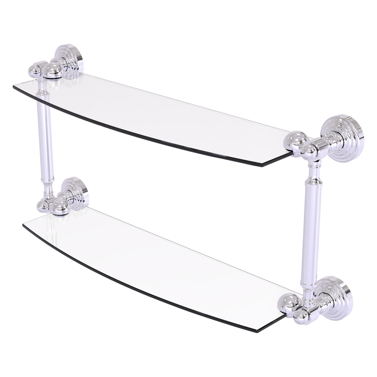 Allied Brass WP-34/18-PC Waverly Place 18" 2-Tiered Polished Chrome Glass Shelf