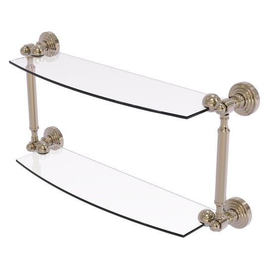 Allied Brass WP-34/18-PEW Waverly Place 18" 2-Tiered Antique Pewter Glass Shelf