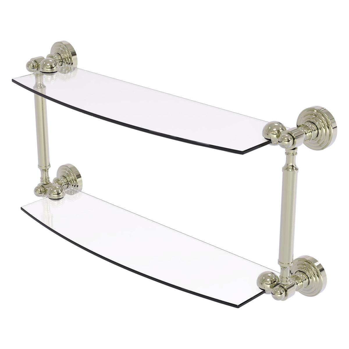 Allied Brass WP-34/18-PNI Waverly Place 18" 2-Tiered Polished Nickel Glass Shelf
