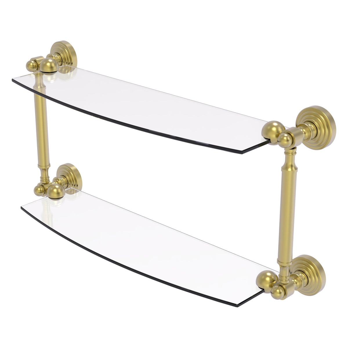 Allied Brass WP-34/18-SBR Waverly Place 18" 2-Tiered Satin Brass Glass Shelf