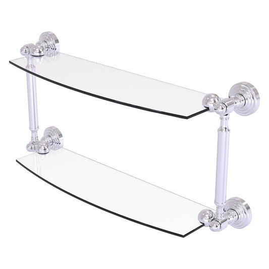 Allied Brass WP-34/18-SCH Waverly Place 18" 2-Tiered Satin Chrome Glass Shelf