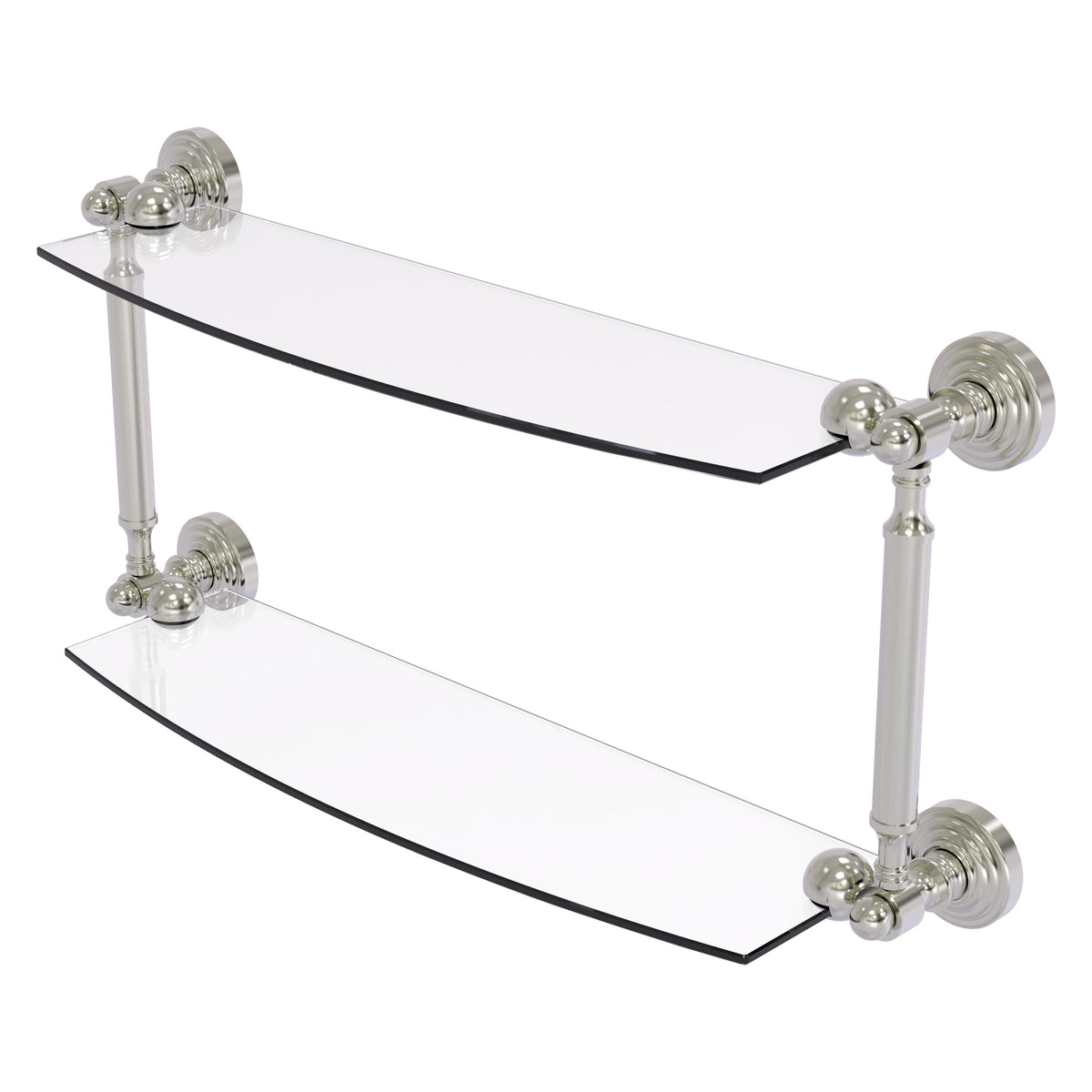 Allied Brass WP-34/18-SN Waverly Place 18" 2-Tiered Satin Nickel Glass Shelf