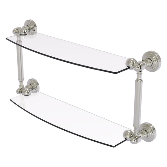 Allied Brass WP-34/18-SN Waverly Place 18" 2-Tiered Satin Nickel Glass Shelf