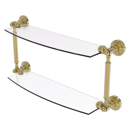 Allied Brass WP-34/18-UNL Waverly Place 18" 2-Tiered Unlacquered Brass Glass Shelf