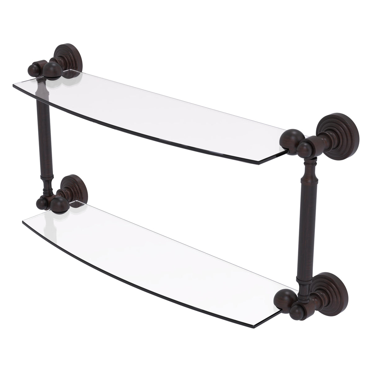 Allied Brass WP-34/18-VB Waverly Place 18" 2-Tiered Venetian Bronze Glass Shelf