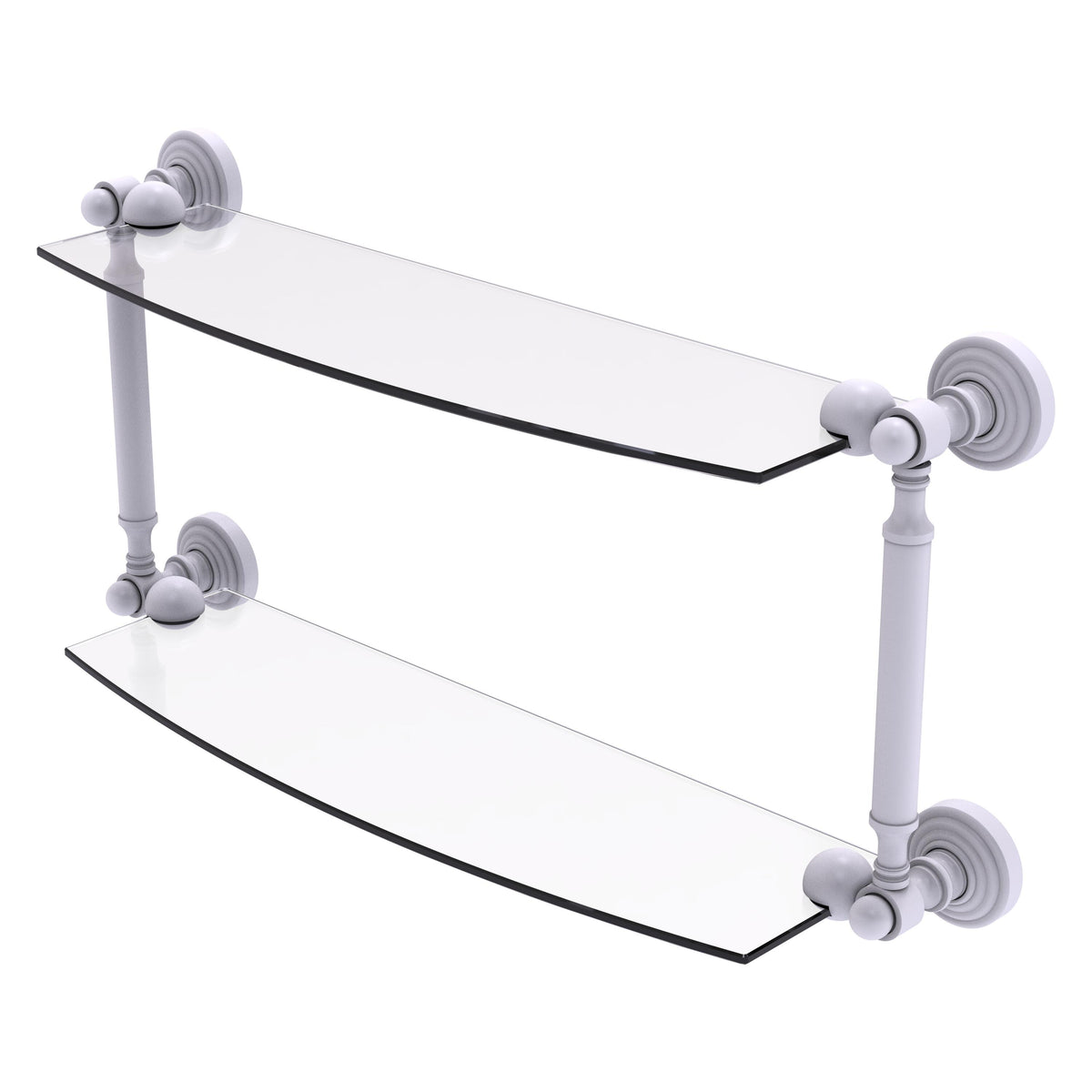 Allied Brass WP-34/18-WHM Waverly Place 18" 2-Tiered Matte White Glass Shelf