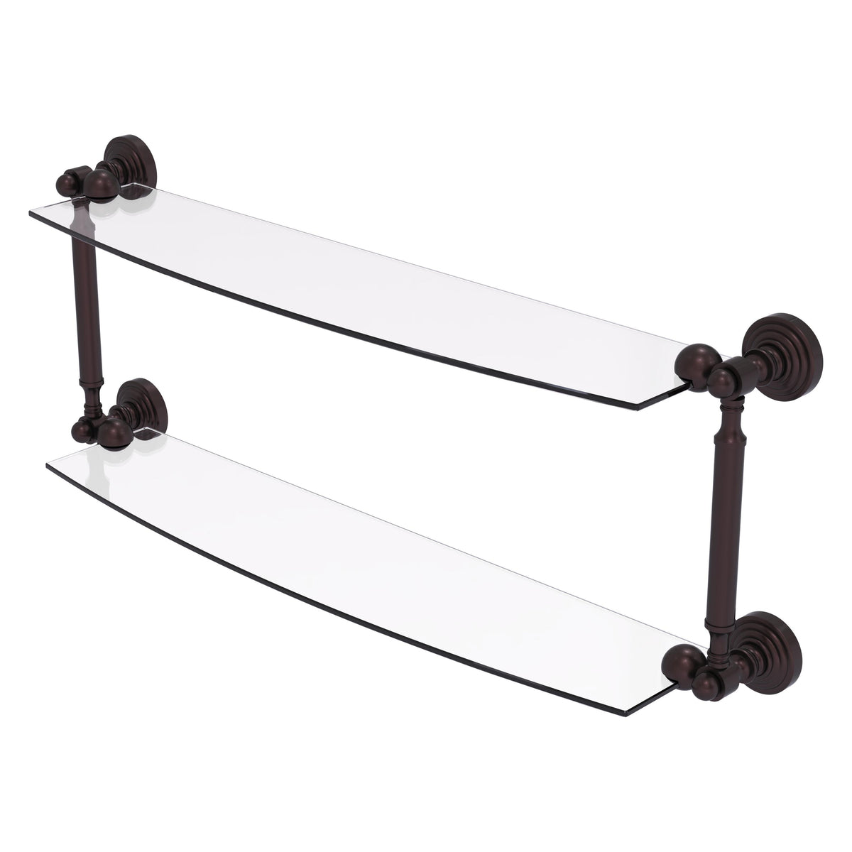 Allied Brass WP-34/24-ABZ Waverly Place 24" 2-Tiered Antique Bronze Glass Shelf