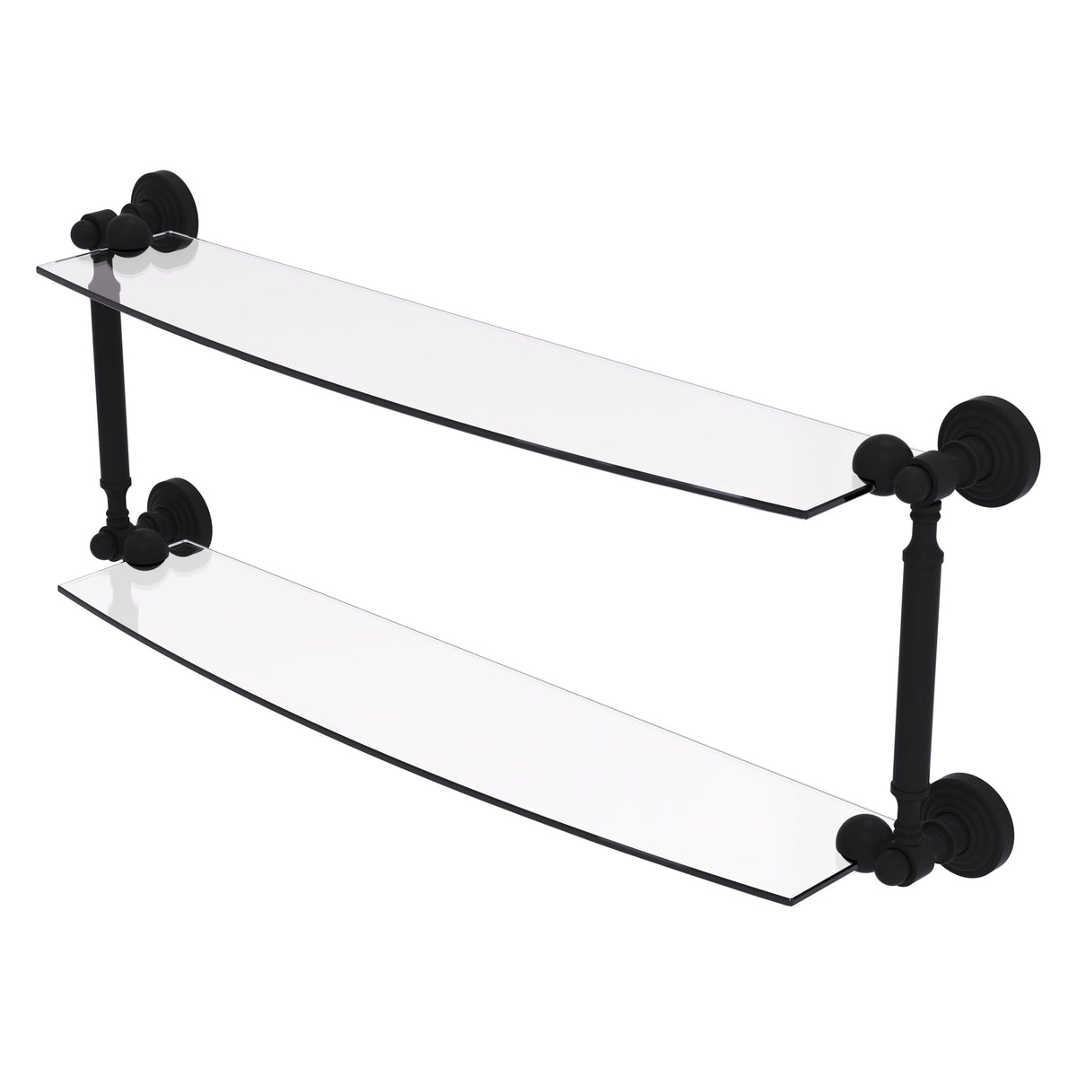 Allied Brass WP-34/24-BKM Waverly Place 24" 2-Tiered Matte Black Glass Shelf