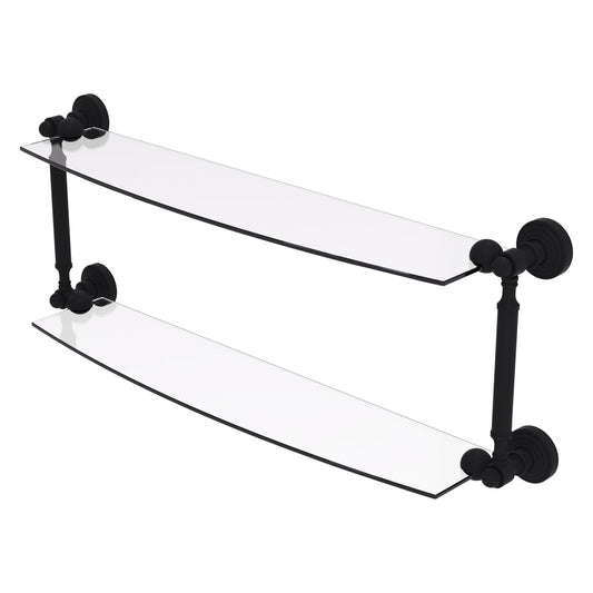 Allied Brass WP-34/24-BKM Waverly Place 24" 2-Tiered Matte Black Glass Shelf