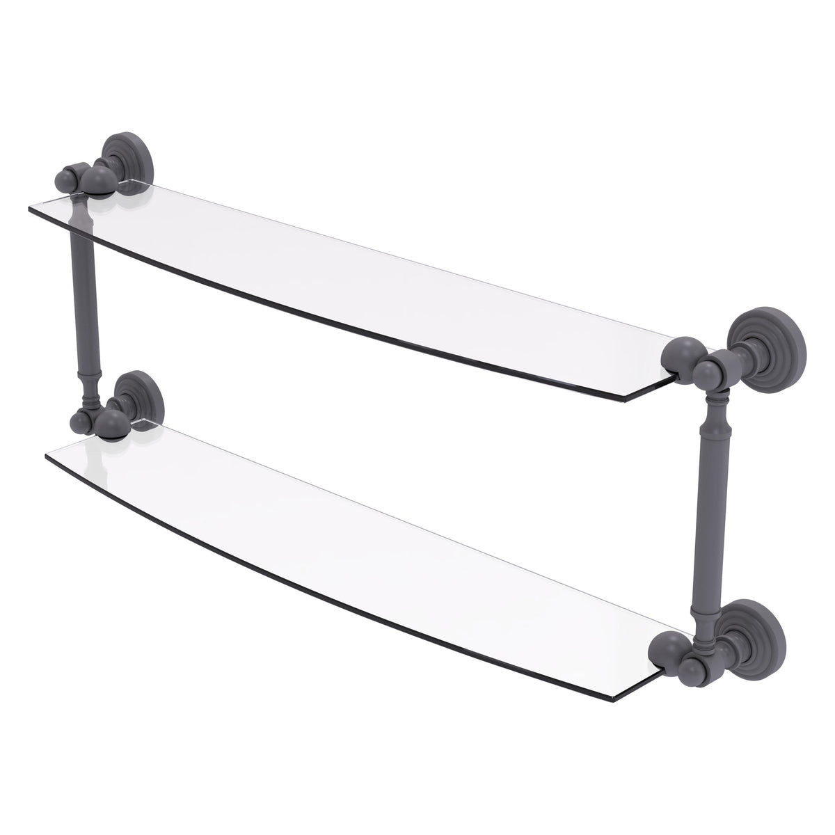 Allied Brass WP-34/24-GYM Waverly Place 24" 2-Tiered Matte Gray Glass Shelf