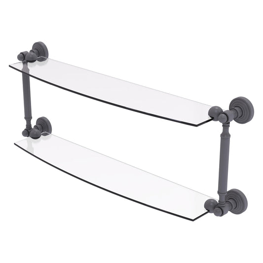 Allied Brass WP-34/24-GYM Waverly Place 24" 2-Tiered Matte Gray Glass Shelf