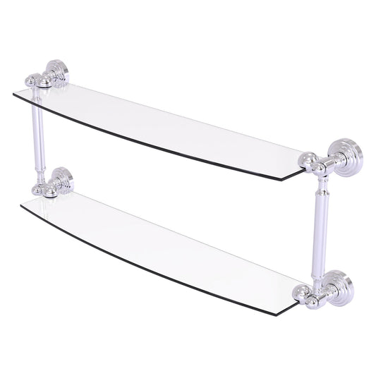 Allied Brass WP-34/24-SCH Waverly Place 24" 2-Tiered Satin Chrome Glass Shelf