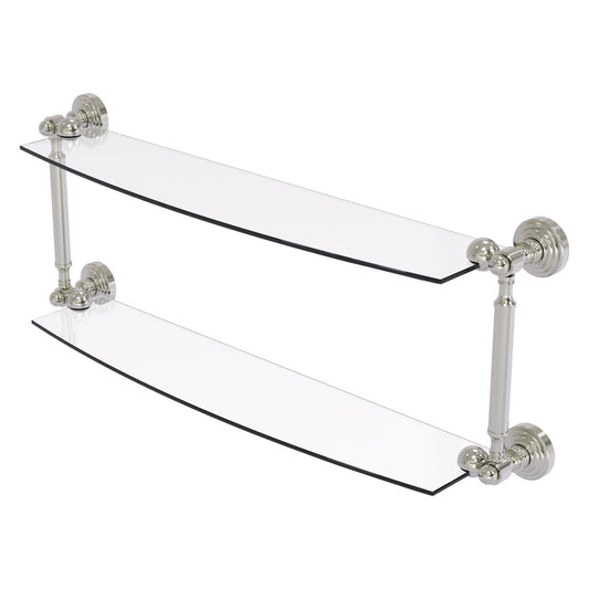 Allied Brass WP-34/24-SN Waverly Place 24" 2-Tiered Satin Nickel Glass Shelf