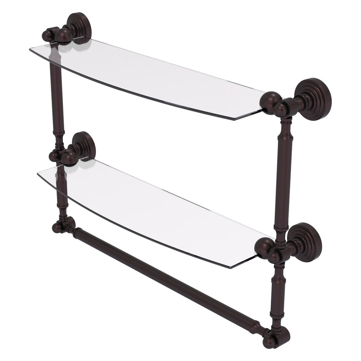 Allied Brass WP-34TB/18-ABZ Waverly Place 18" 2-Tiered Antique Bronze Glass Shelf