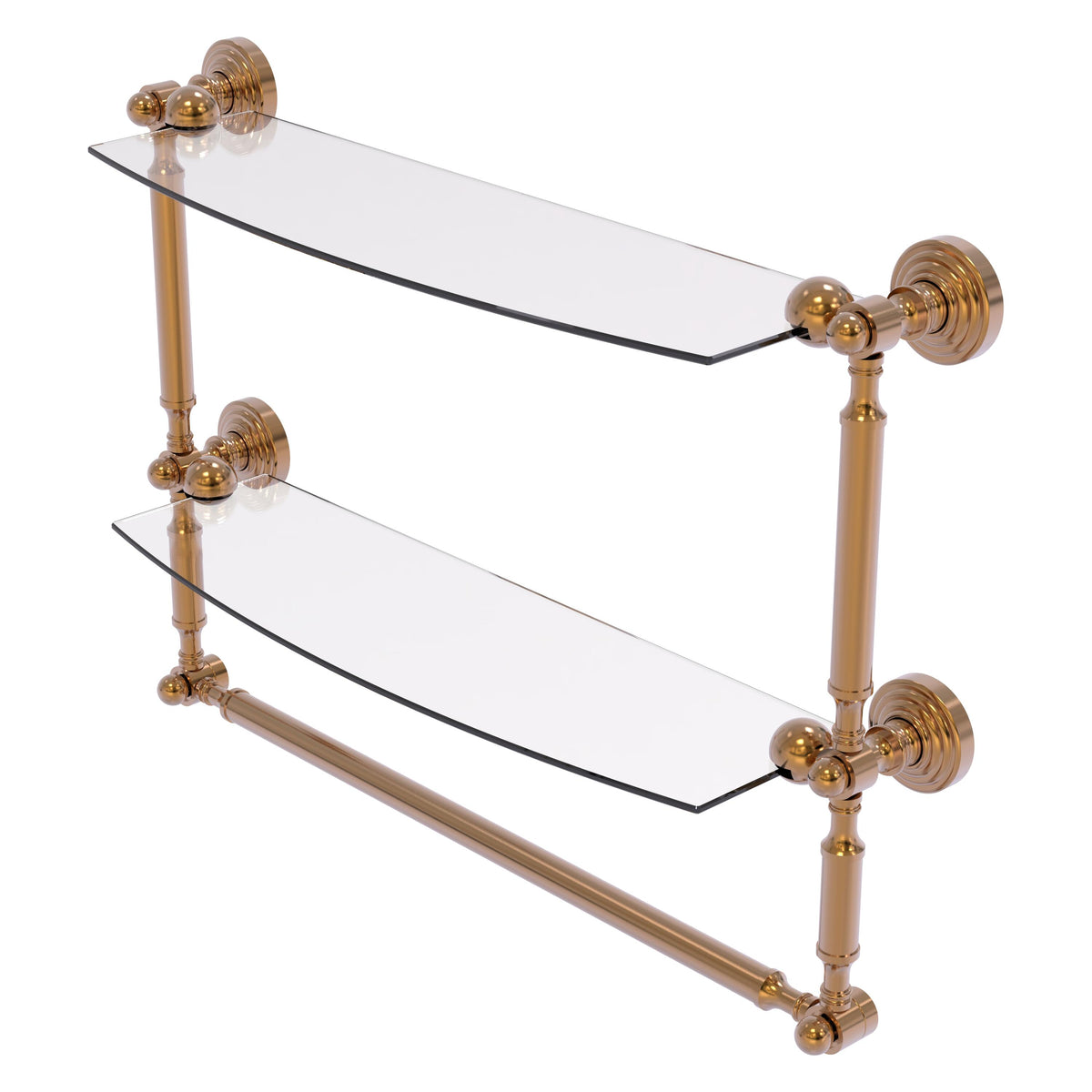 Allied Brass WP-34TB/18-BBR Waverly Place 18" 2-Tiered Brushed Bronze Glass Shelf